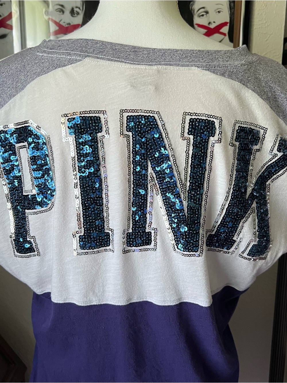 Victoria's Secret PINK Bling Oversized Sequined Long Sleeve Tee
